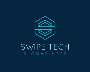 Tech Hexagon Letter S logo design