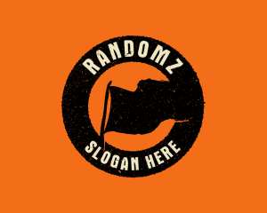 Rustic Flag Camping Badge logo