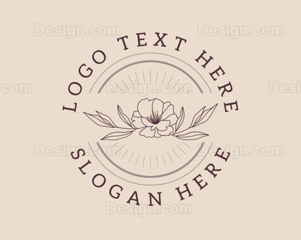 Traditional Flower Text Badge Logo