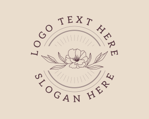 Traditional Flower Text Badge logo