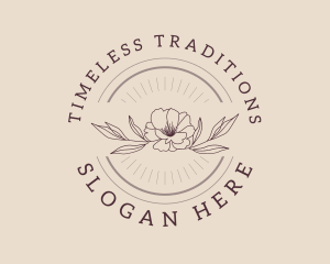 Traditional Flower Text Badge logo design