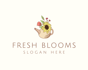 Floral Watering Pot logo design