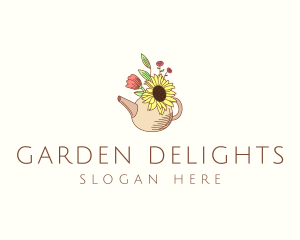 Floral Watering Pot logo design