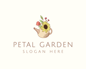 Floral Watering Pot logo design