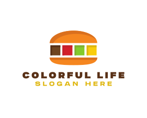 Colorful Burger Food logo design