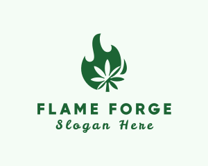 Flaming Cannabis Leaf logo design