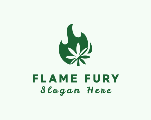 Flaming Cannabis Leaf logo design