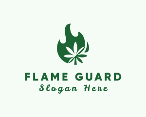 Flaming Cannabis Leaf logo design