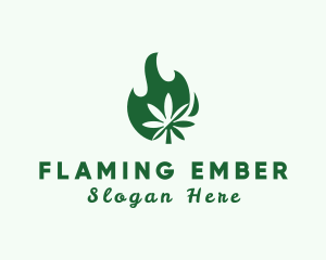 Flaming Cannabis Leaf logo design