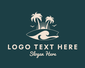 Surfboard Palm Tree logo