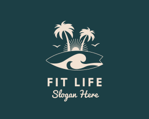 Surfboard Palm Tree logo