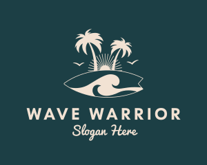 Surfboard Palm Tree logo