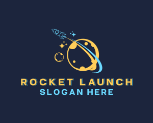 Cosmic Rocket Moon logo design