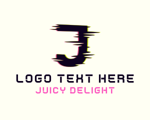 Anaglyph Tech Letter J logo design