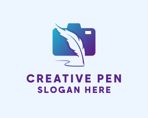 Camera Feather Writer logo design