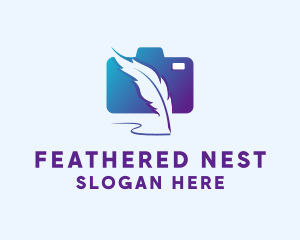 Camera Feather Writer logo design