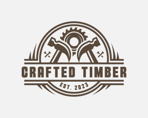 Saw Blade Hammer Woodwork logo design