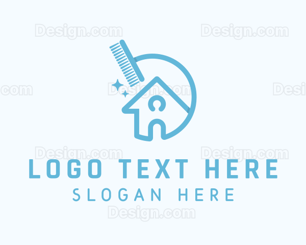 Blue Housekeeper Push Broom Logo