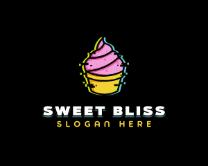 Cupcake Dessert Glitch logo design