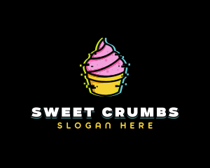 Cupcake Dessert Glitch logo design