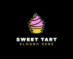 Cupcake Dessert Glitch logo design