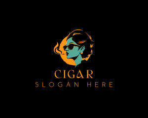 Smoking Female Adult logo design