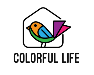 Colorful Willy Wagtail Bird Birdhouse logo design