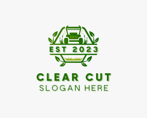 Grass Cutting Mower Gardening logo design