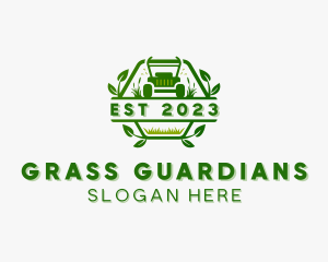 Grass Cutting Mower Gardening logo design