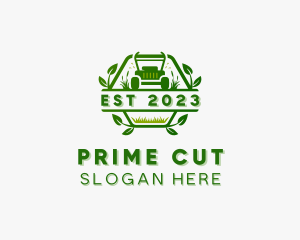 Grass Cutting Mower Gardening logo design