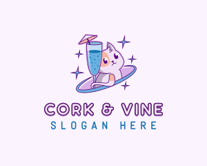 Cute Cat Drink logo design