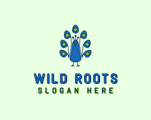 Wild Peacock Bird logo design