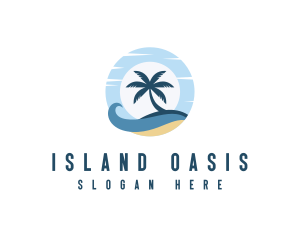 Palm Tree Island Wave logo design