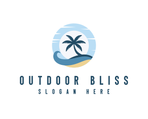 Palm Tree Island Wave logo design