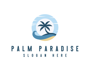 Palm Tree Island Wave logo design