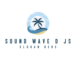 Palm Tree Island Wave logo design