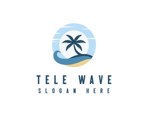 Palm Tree Island Wave logo design