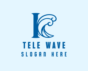 Letter Waves Surfing logo design