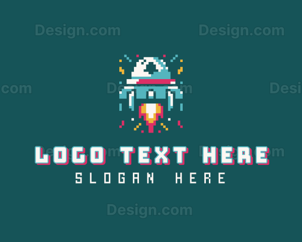 Gaming Spaceship Pixel Logo