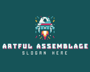 Gaming Spaceship Pixel logo