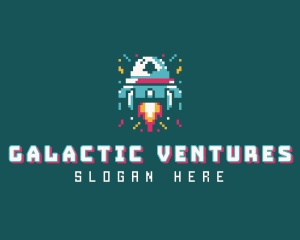 Gaming Spaceship Pixel logo