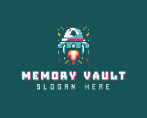 Gaming Spaceship Pixel logo