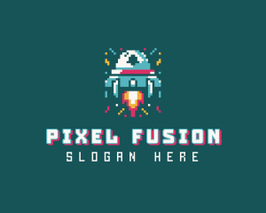 Gaming Spaceship Pixel logo design