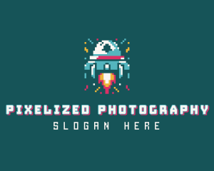 Gaming Spaceship Pixel logo design