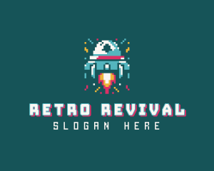 Gaming Spaceship Pixel logo