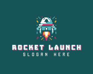 Gaming Spaceship Pixel logo design