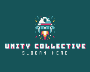 Gaming Spaceship Pixel logo design