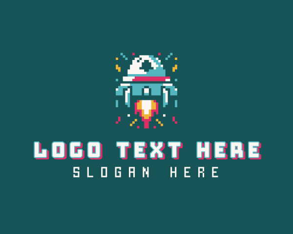 Gaming Spaceship Pixel logo