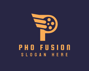 Letter P Wing Film logo design