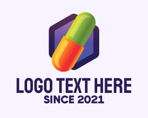 Hexagon Medication Pill logo